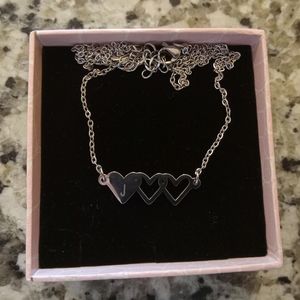 Silver J Initial Heart Necklace